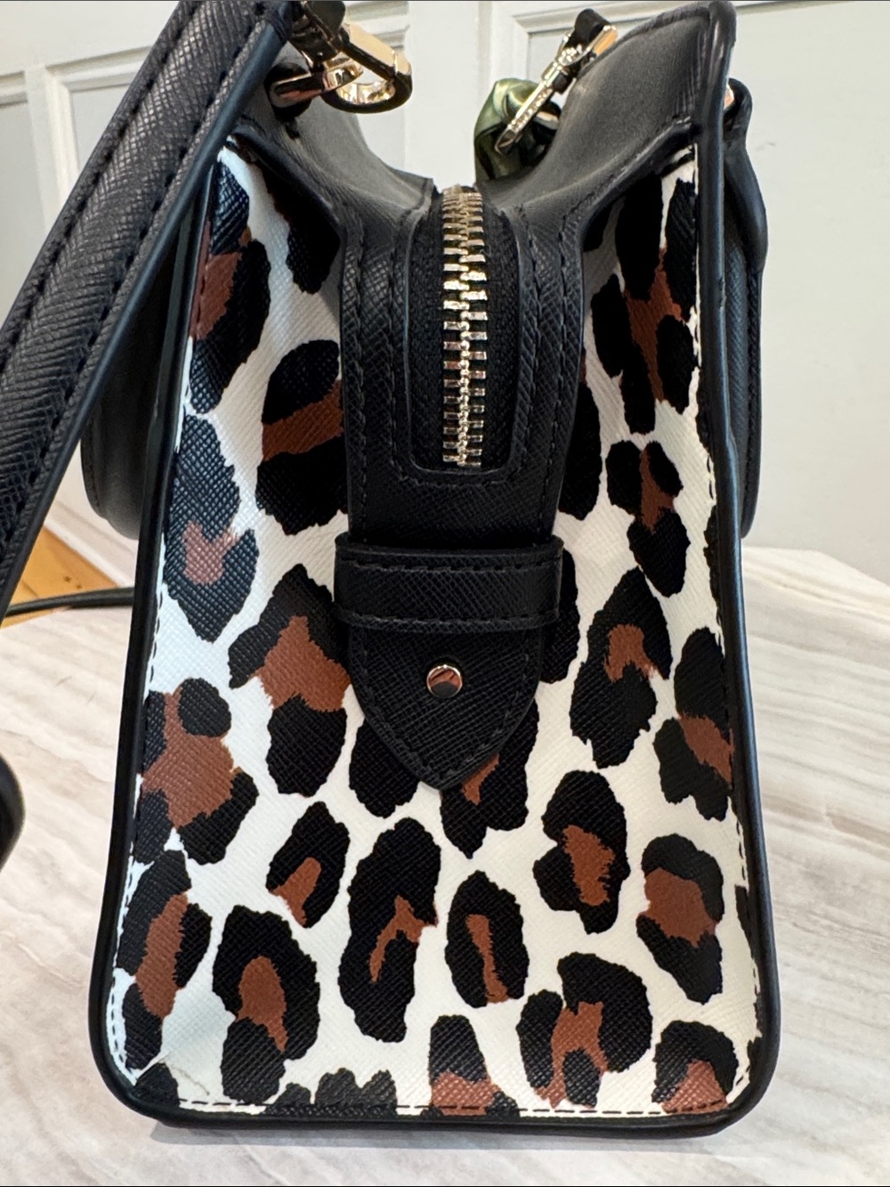 kate spade Bag Small Madison Spotted Animal Black & Brown Leopard Print Satchel - Picture 6 of 17